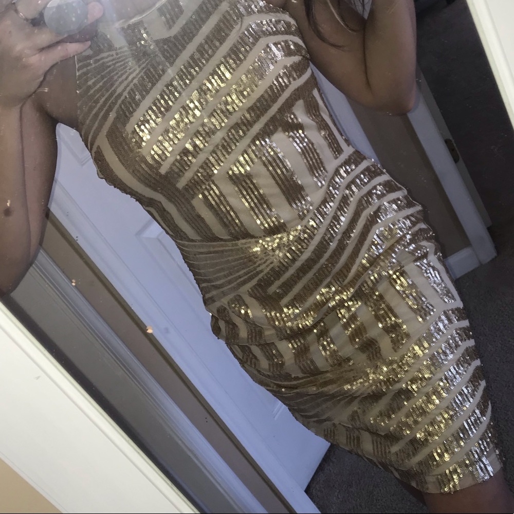 Gold sequin party dress